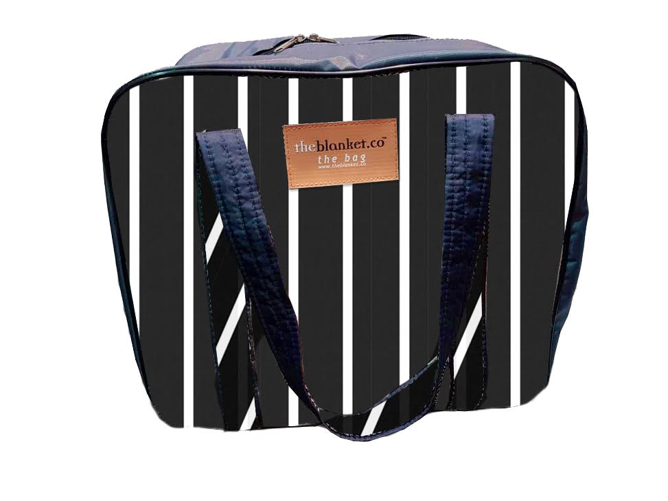 Black Striped Compartmentalised Picnic Bag