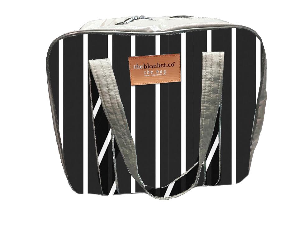 Black Striped Compartmentalised Picnic Bag