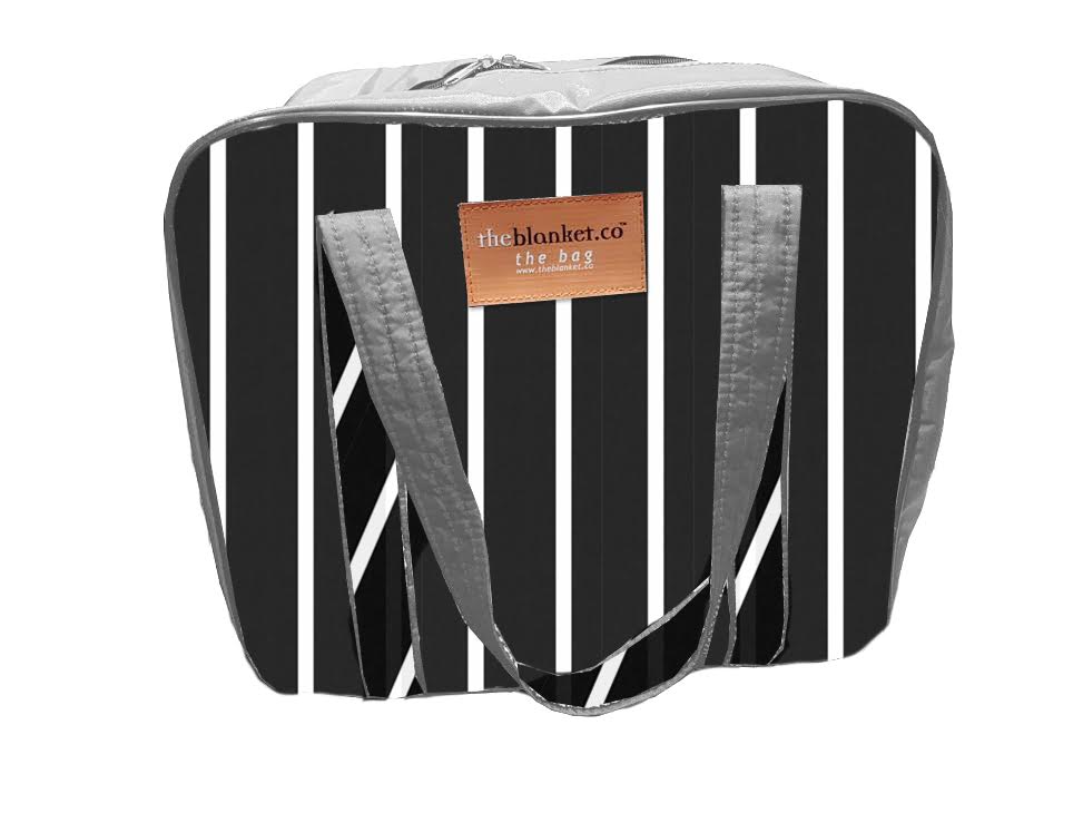 Black Striped Compartmentalised Picnic Bag