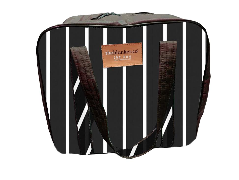 Black Striped Compartmentalised Picnic Bag