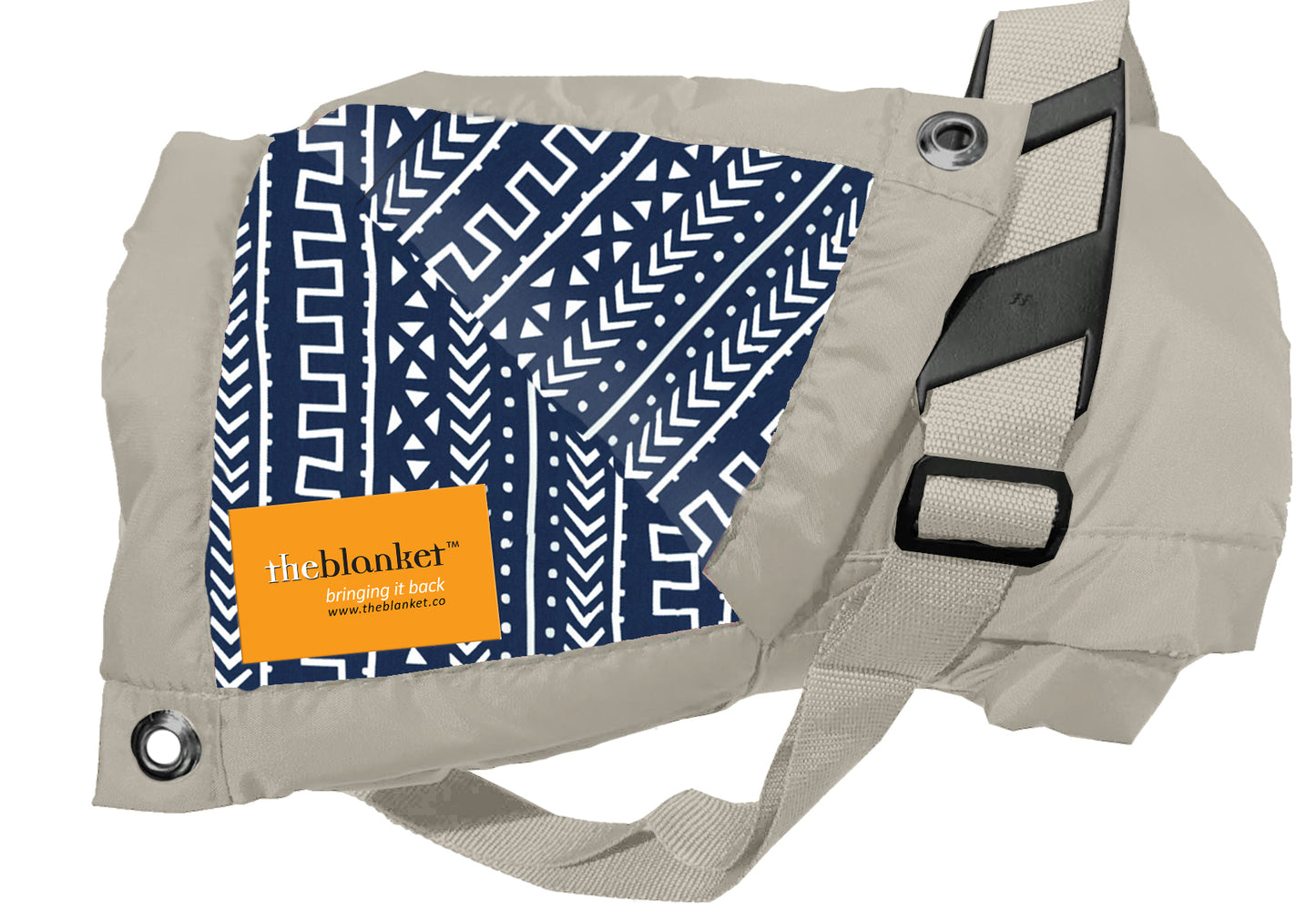 Navy African Art Waterproof Picnic Blanket