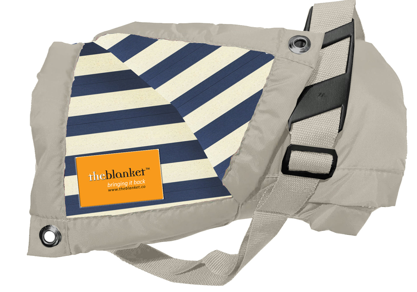 Navy and White Striped Waterproof Picnic Blanket