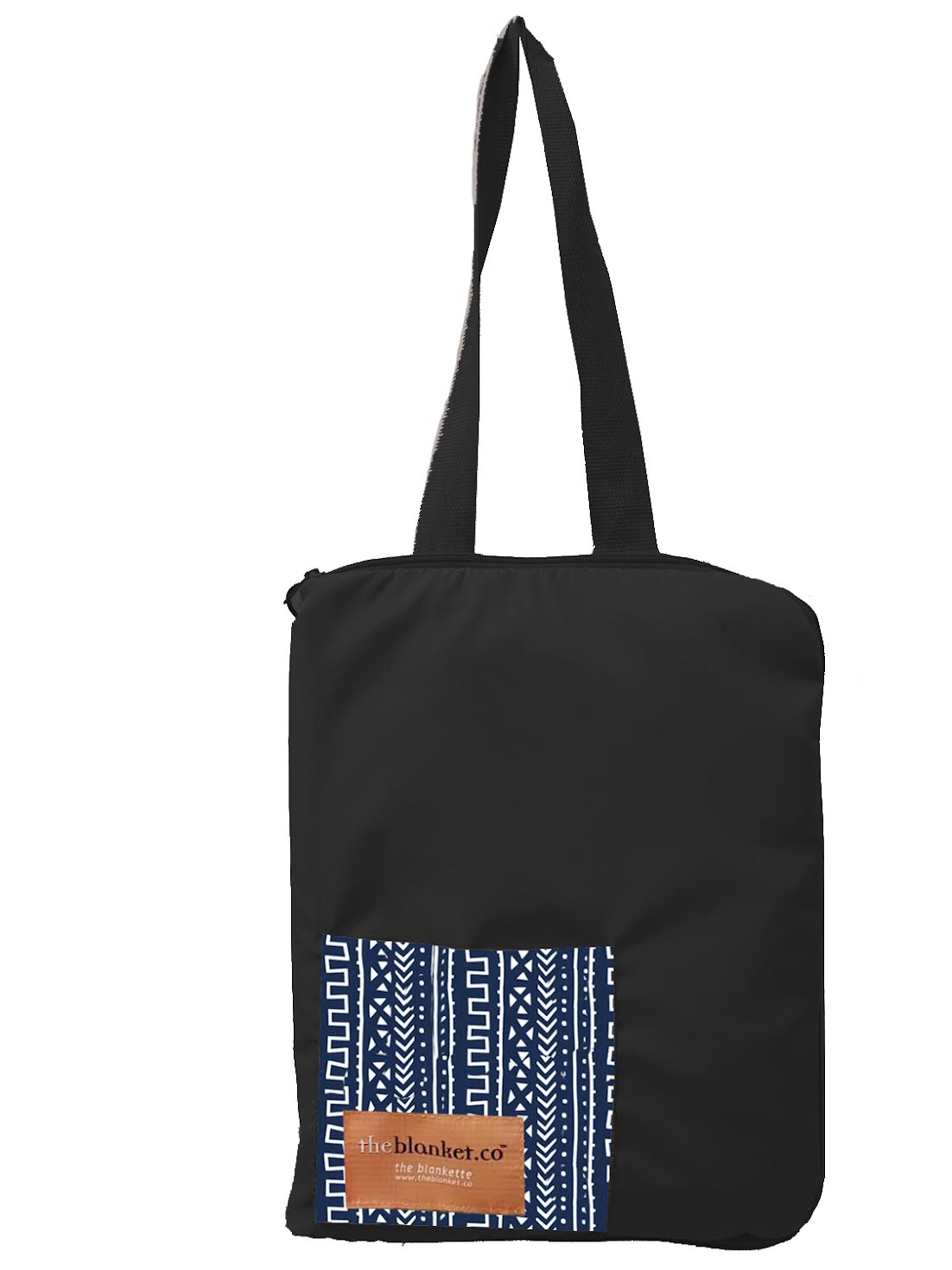 Navy African Art Waterproof Picnic Blankette