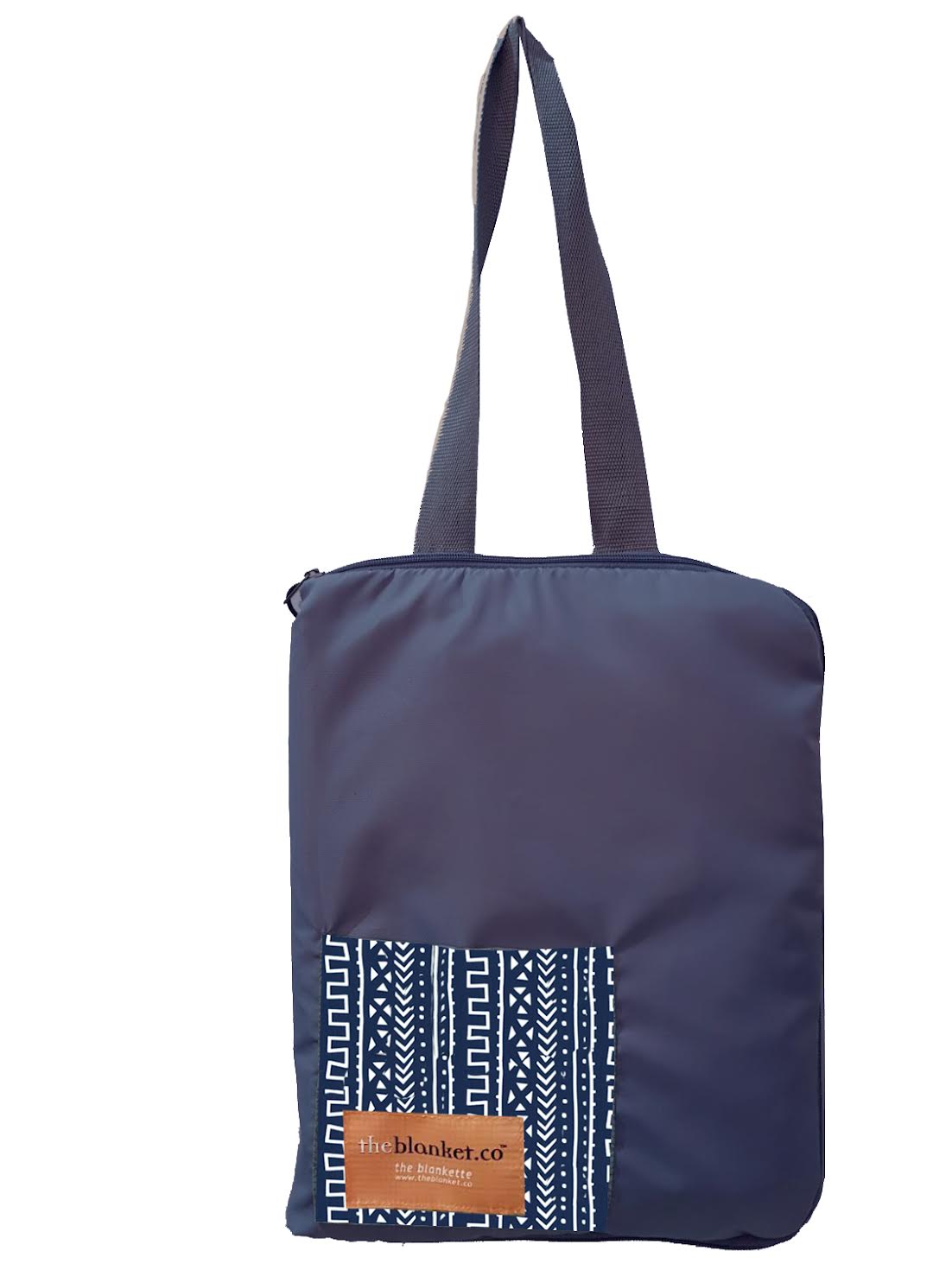 Navy African Art Waterproof Picnic Blankette