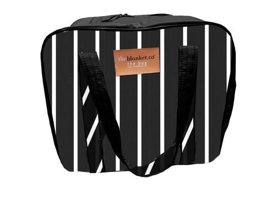 Black Striped Compartmentalised Picnic Bag