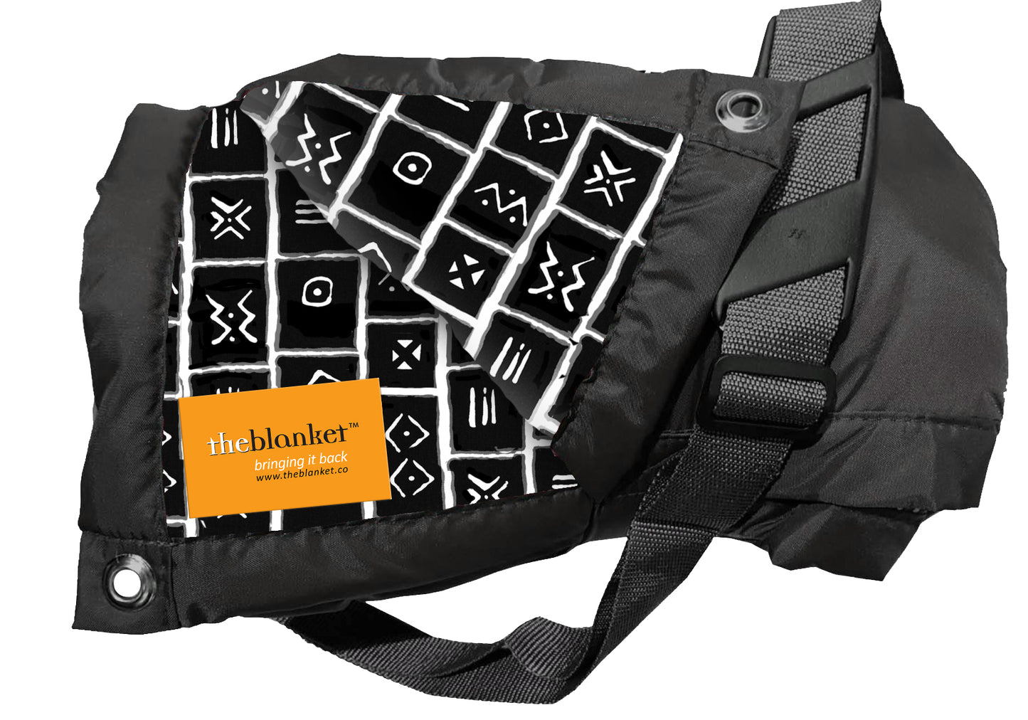 Navy African Art Waterproof Picnic Blanket
