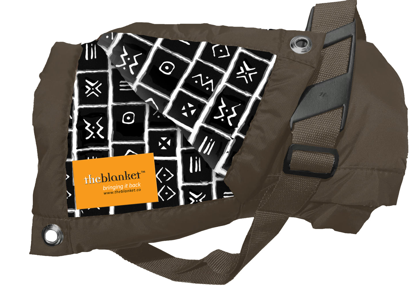 Navy African Art Waterproof Picnic Blanket