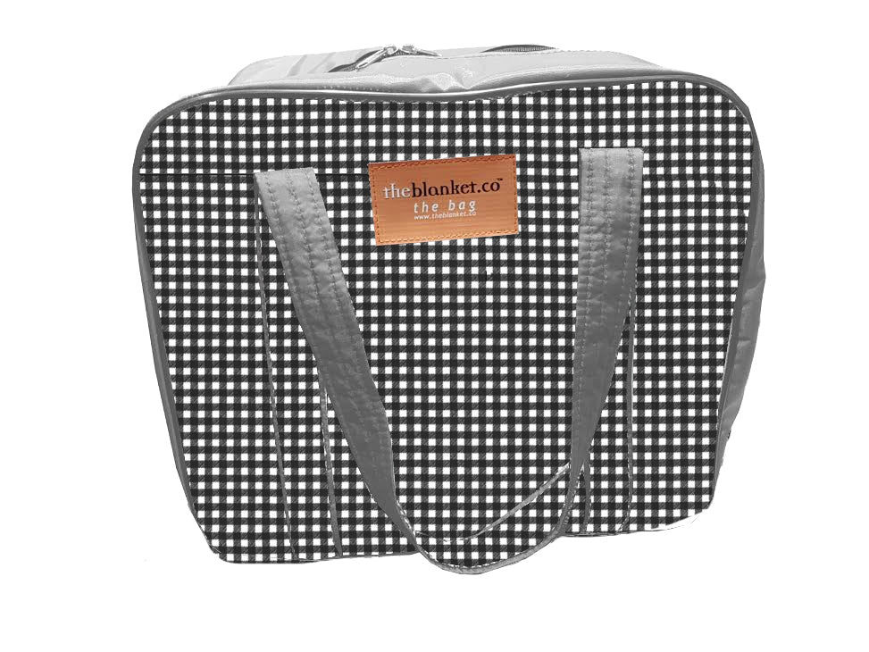 Black and White Checked Compartmentalised Picnic Bag