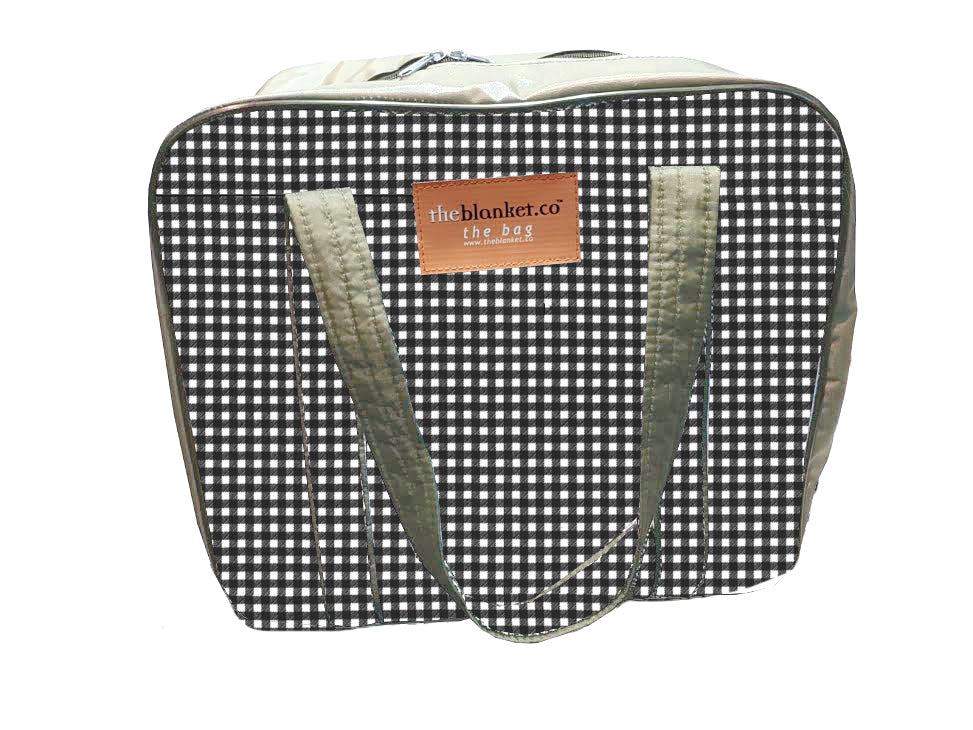Black and White Checked Compartmentalised Picnic Bag