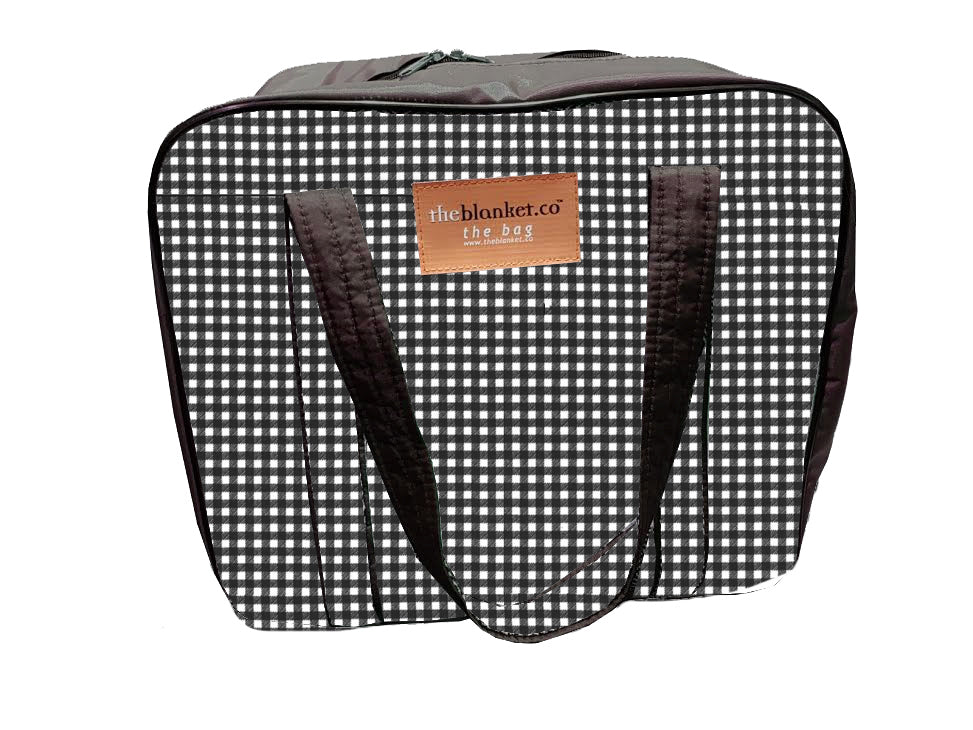 Black and White Checked Compartmentalised Picnic Bag