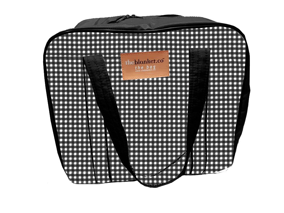 Black and White Checked Compartmentalised Picnic Bag