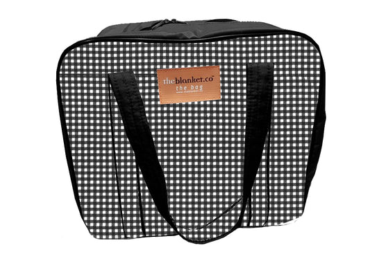 Black and White Checked Compartmentalised Picnic Bag