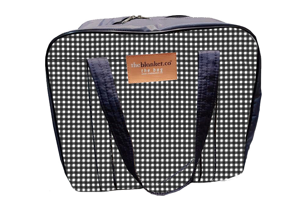 Black and White Checked Compartmentalised Picnic Bag