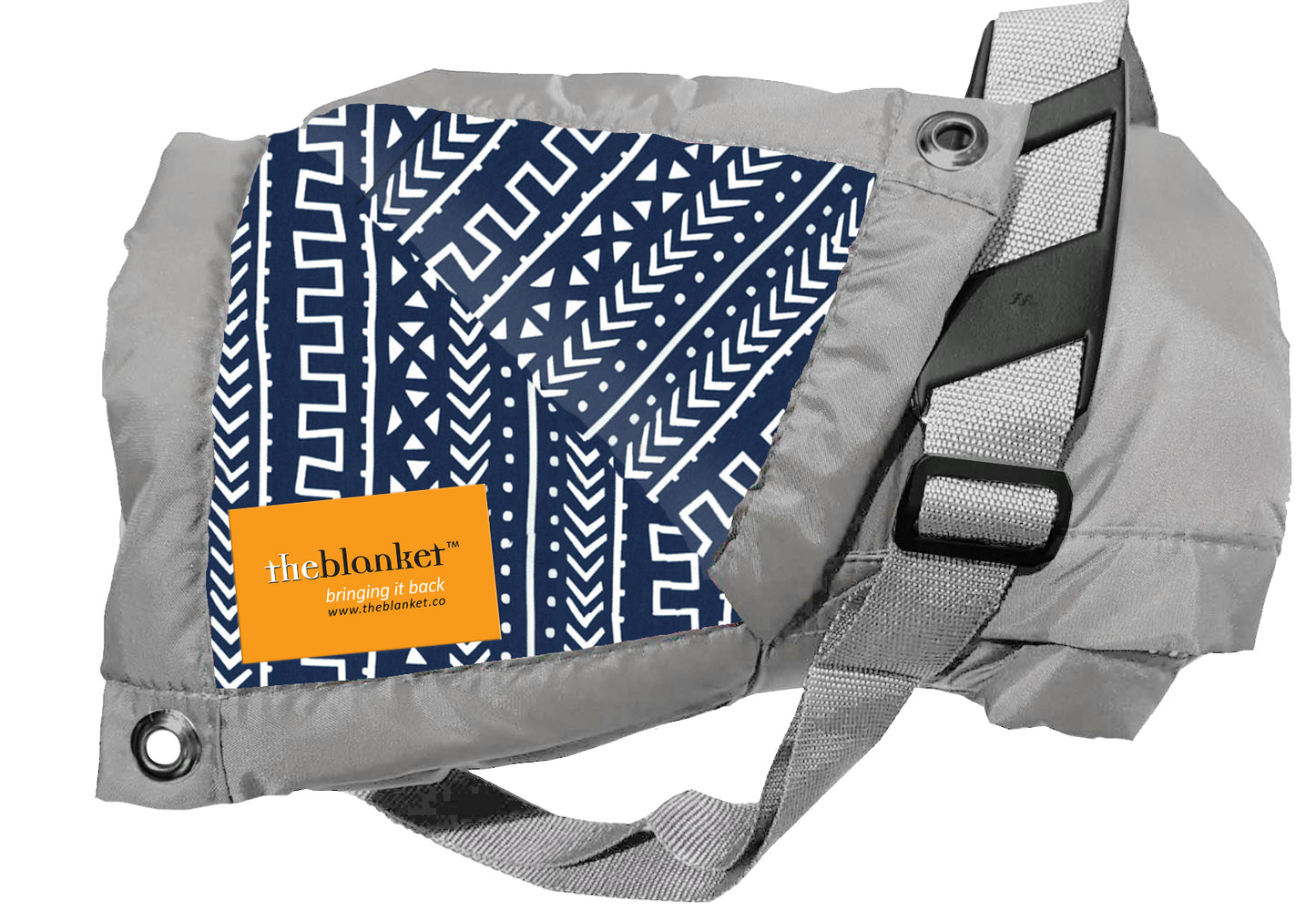 Navy African Art Waterproof Picnic Blanket