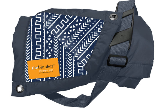 Navy African Art Waterproof Picnic Blanket