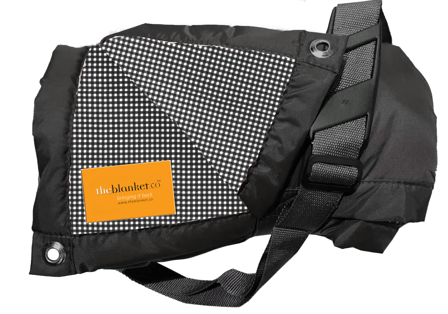 Black and White Checked Waterproof Picnic Blanket