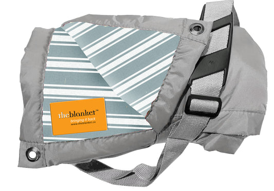 Grey Striped Waterproof Picnic Blanket
