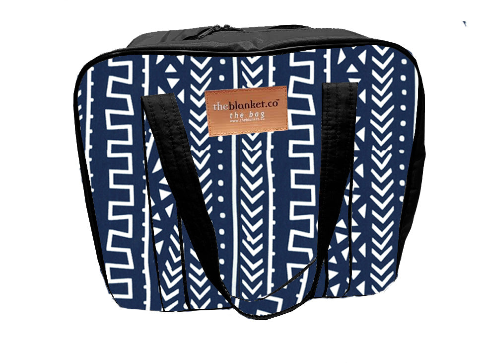 Navy African Art Compartmentalised Picnic Bag