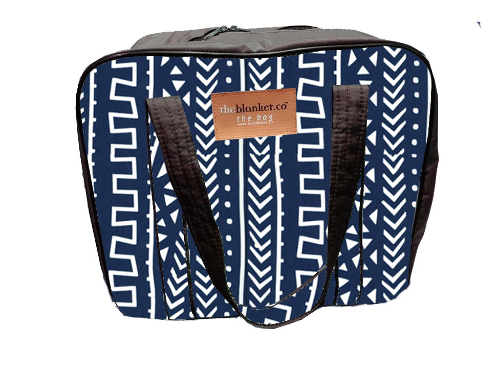 Navy African Art Compartmentalised Picnic Bag