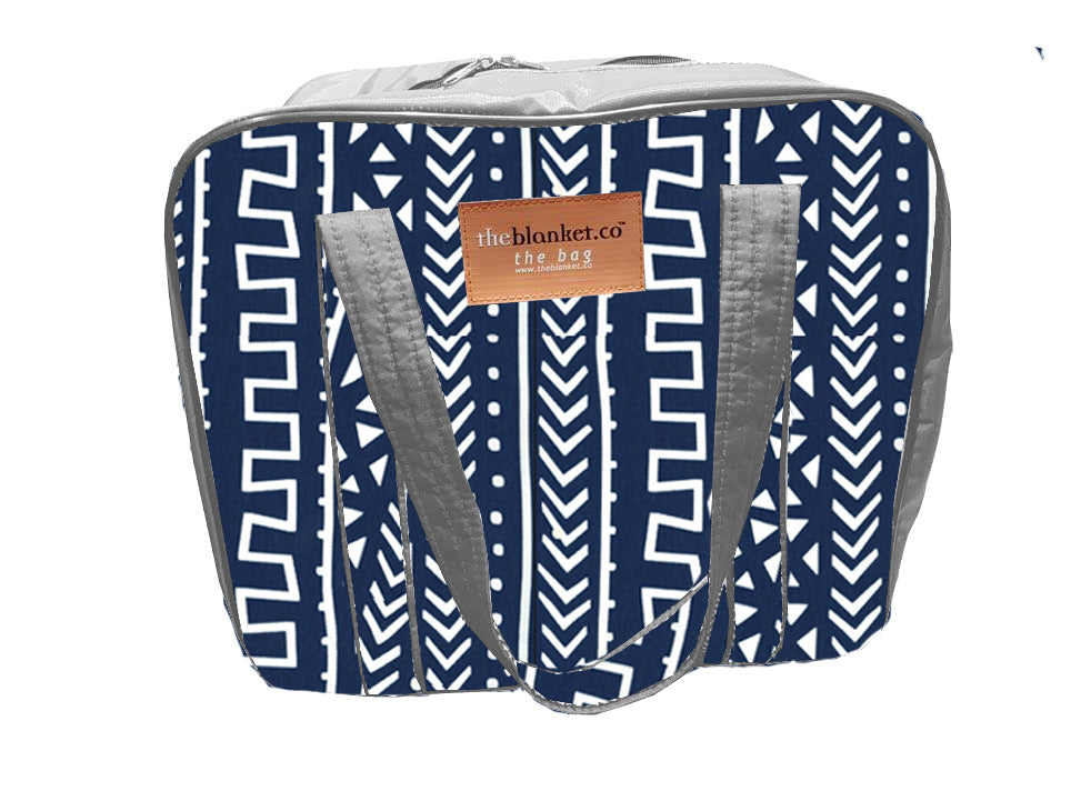 Navy African Art Compartmentalised Picnic Bag