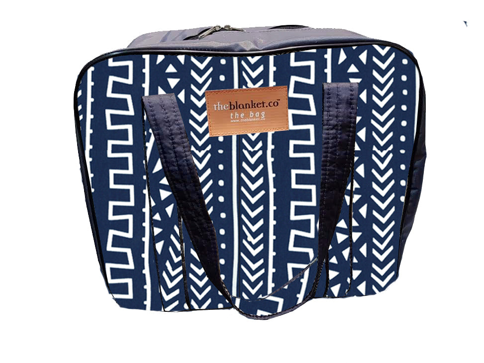 Navy African Art Compartmentalised Picnic Bag