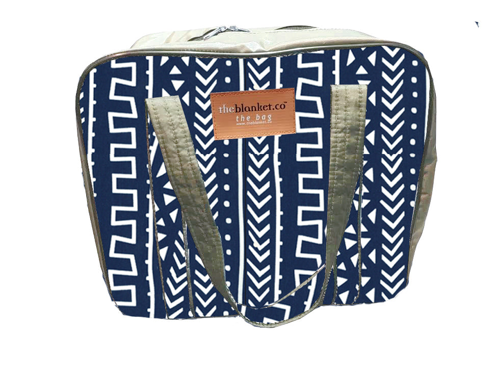 Navy African Art Compartmentalised Picnic Bag