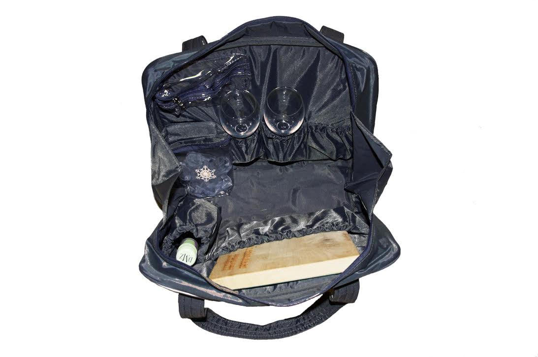 Black Striped Compartmentalised Picnic Bag